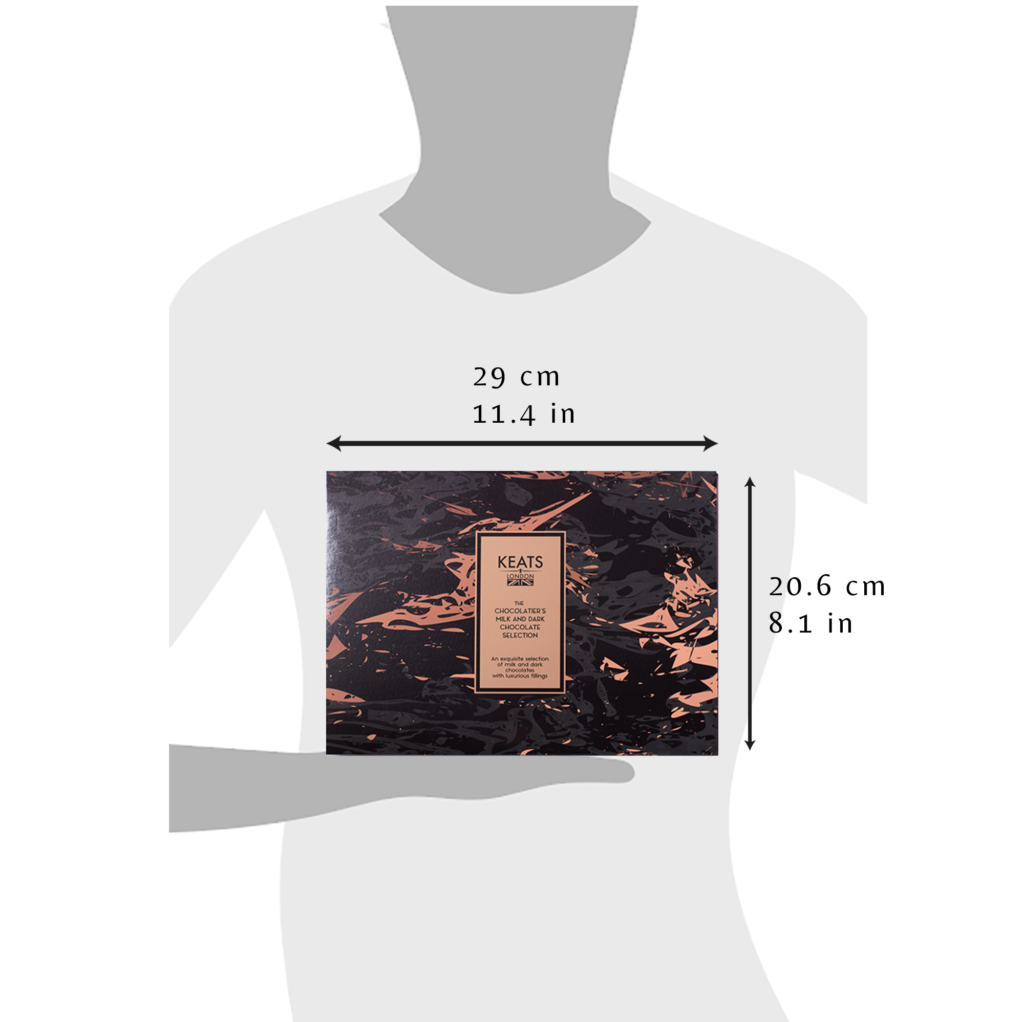 Keats Luxury Assorted Chocolate Selection 24pcs Size Guide