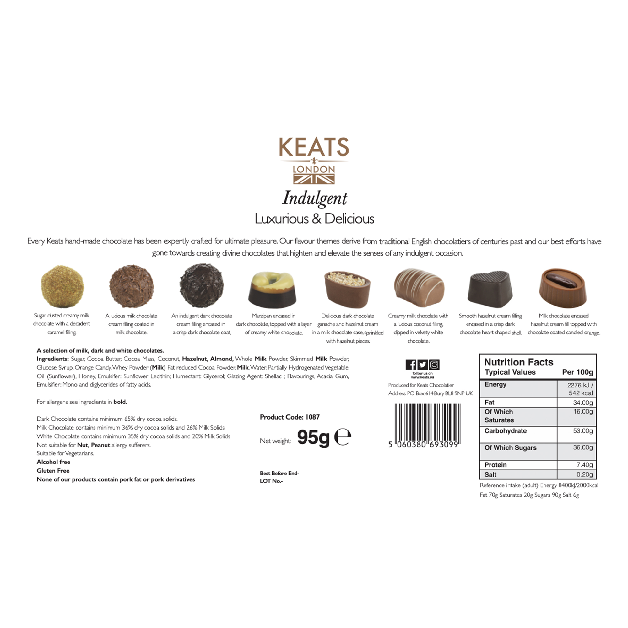 Keats Luxury Assorted Chocolate Selection 8pcs 1087