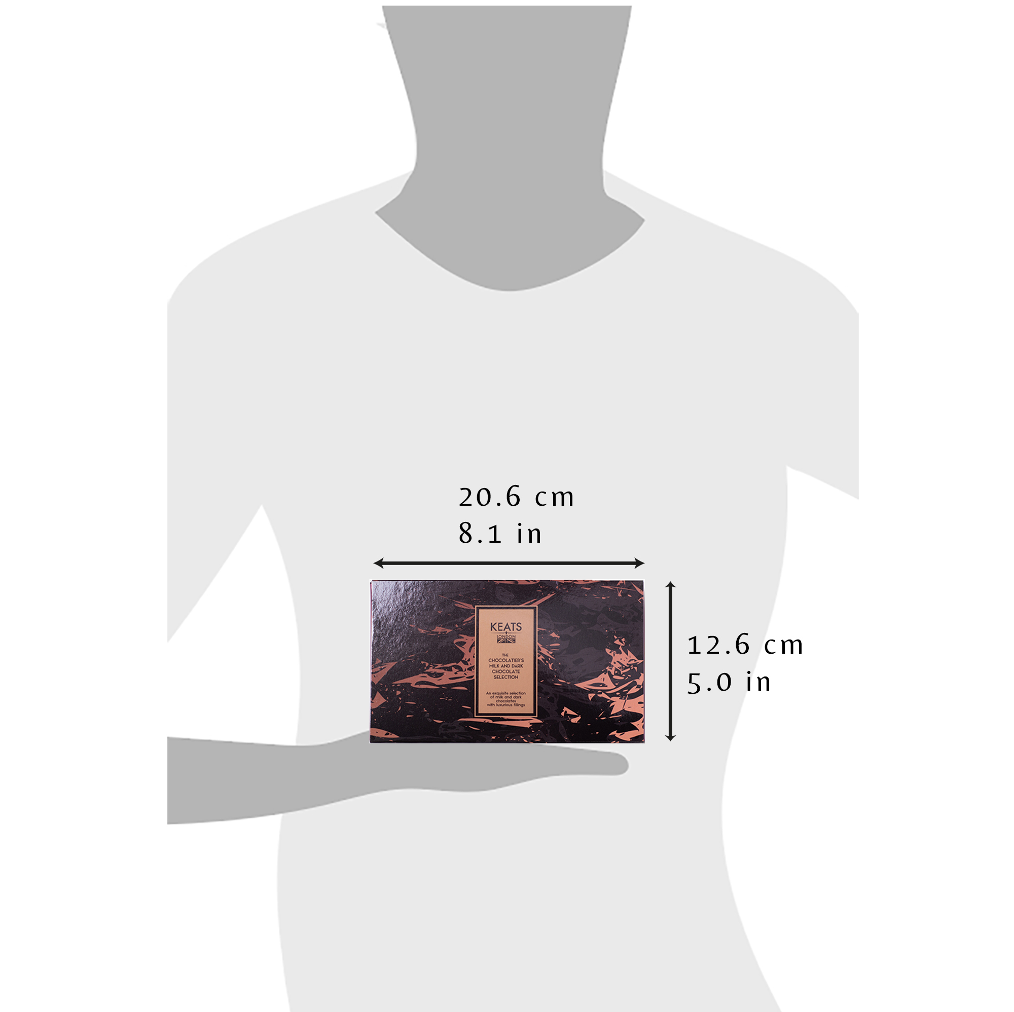 Keats Luxury Assorted Chocolate Selection 8pcs Size Guide