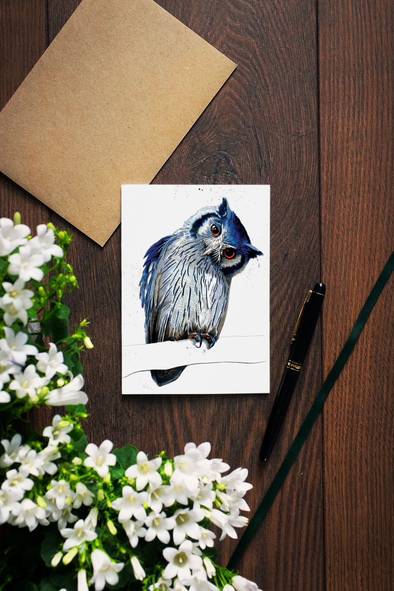 The Northern White Faced Owl Art Card