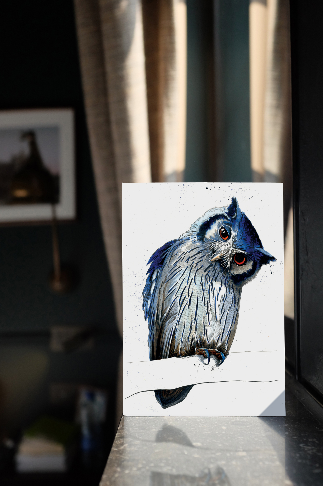 The Northern White Faced Owl Art Card