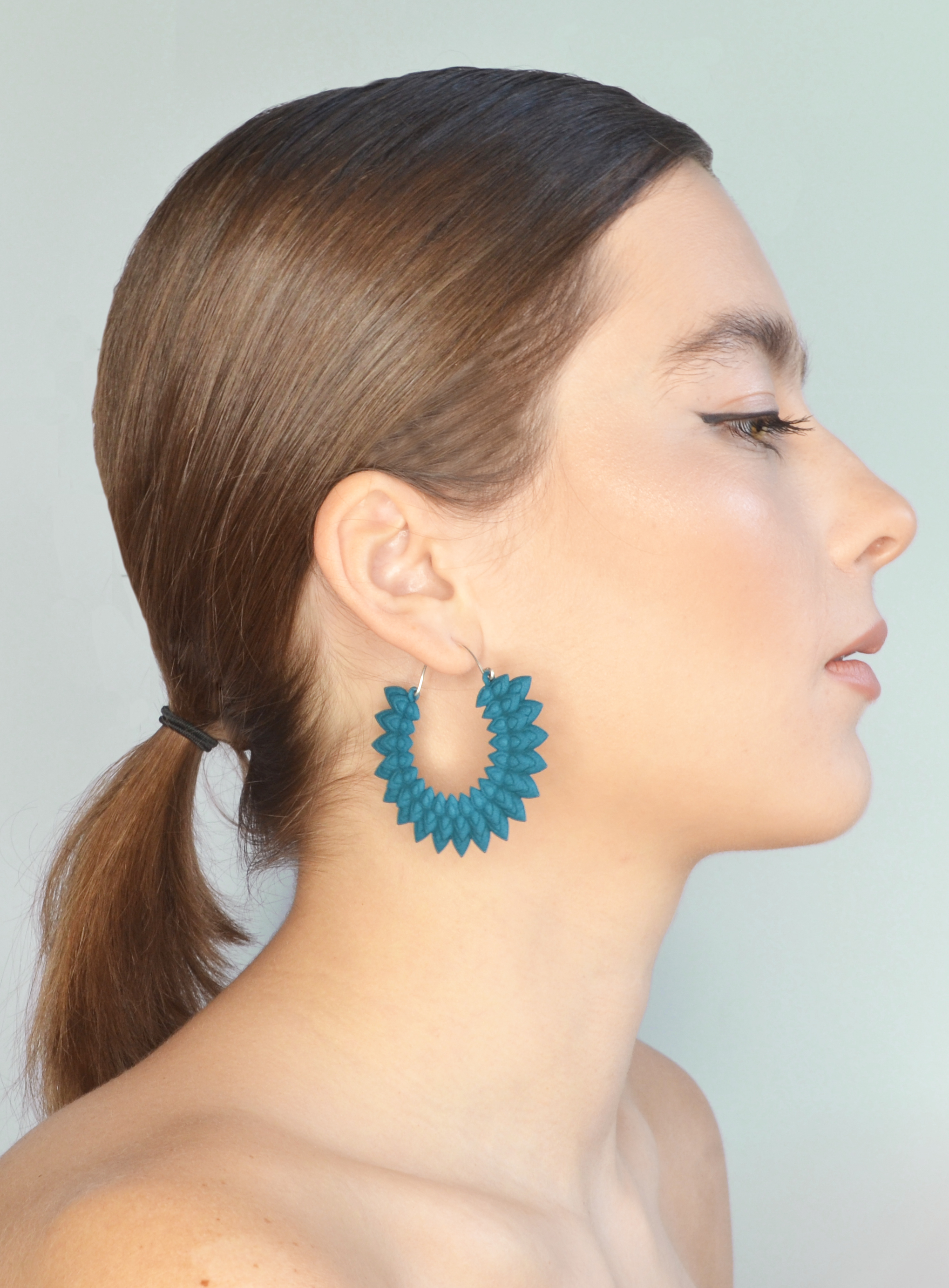dark teal earr dahlia earr on Tam