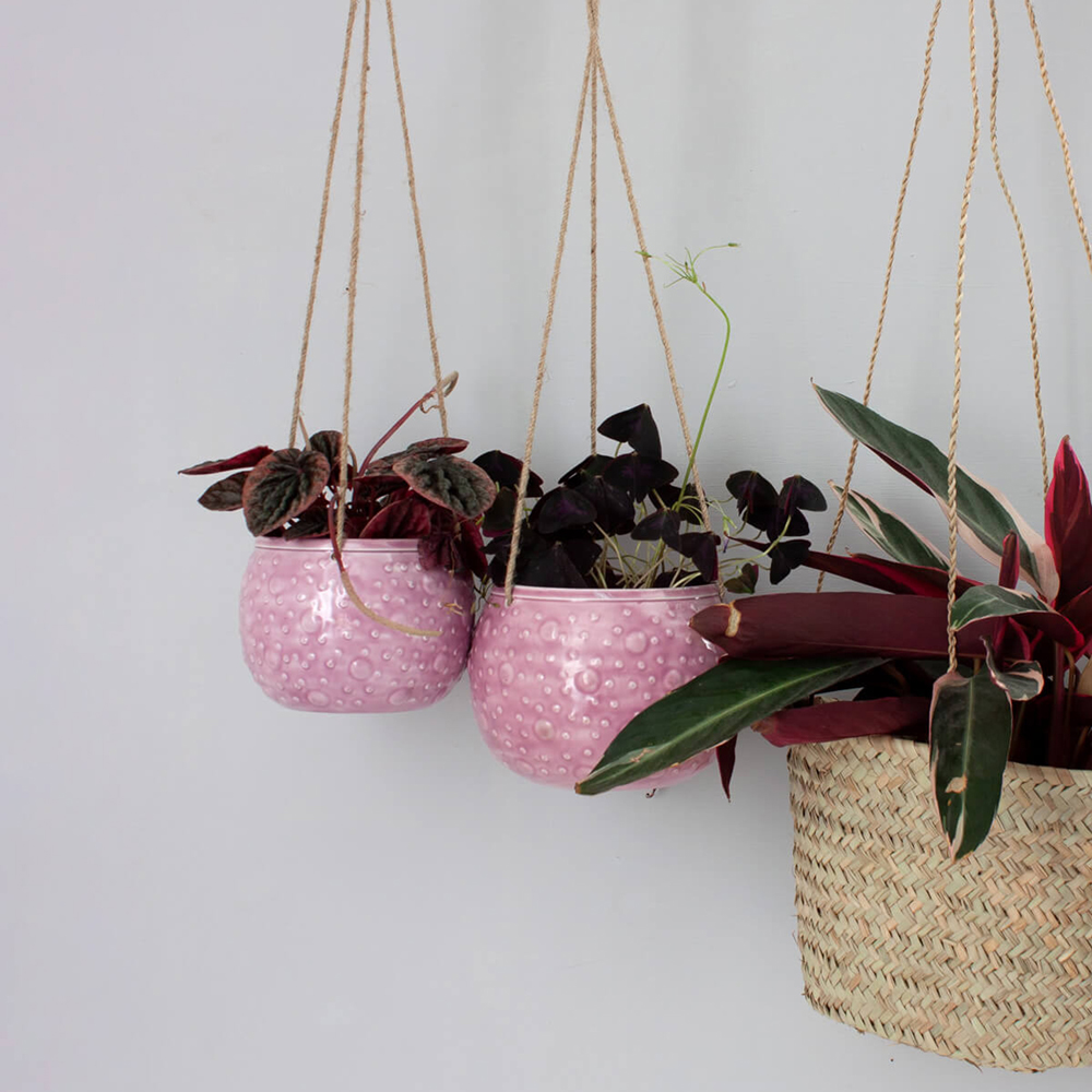 Bohemia-Enamel-Planters-Lilac Bohemia Enamel Hanging Planter, Lilac