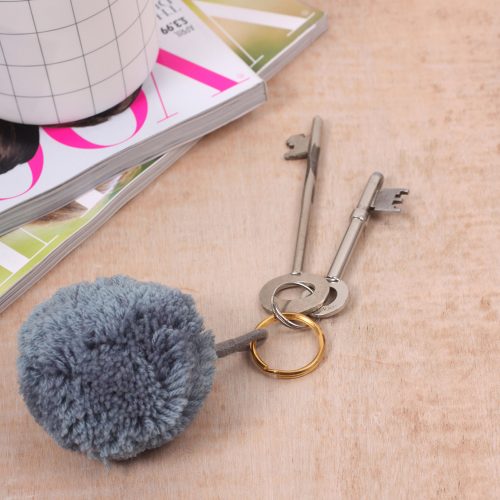 Pom Pom Basic Keyrings, Assorted Colours (Pack of 12)