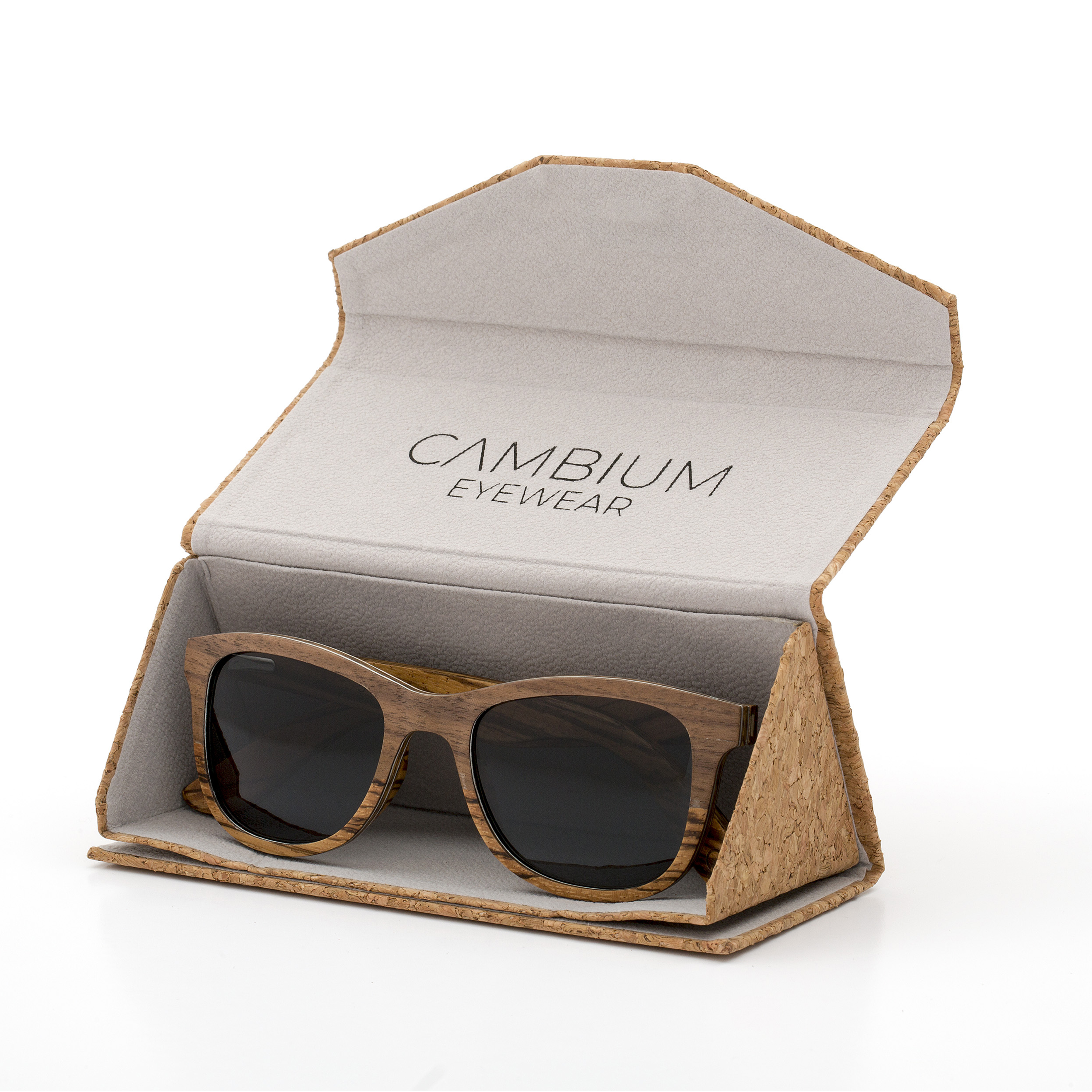 Wayfarer-Walnut-and-Zebrano-Wood-frame-Sunglasses-with-black-lens-cork-case-shot