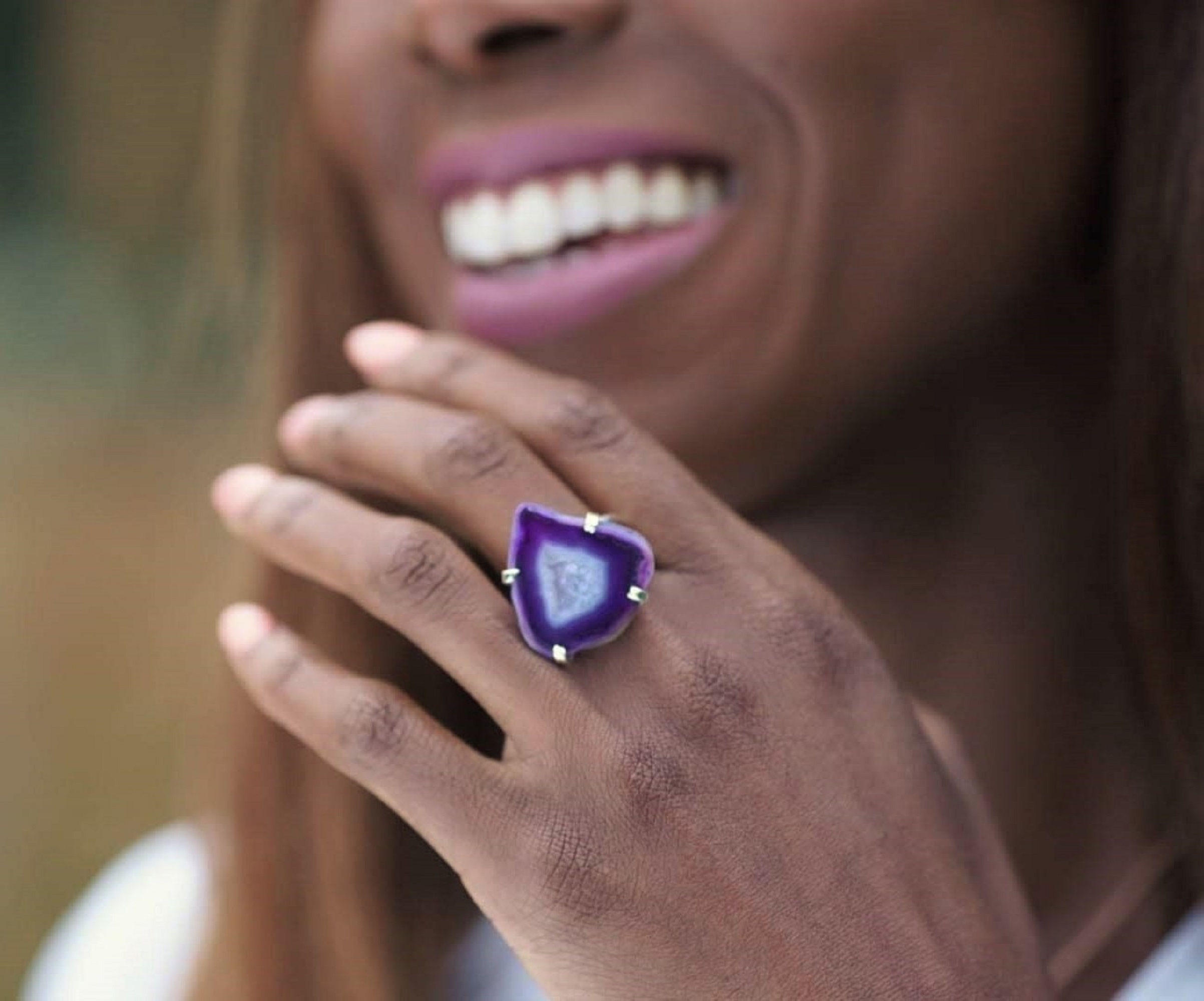 yaa yaa london purple agate ring