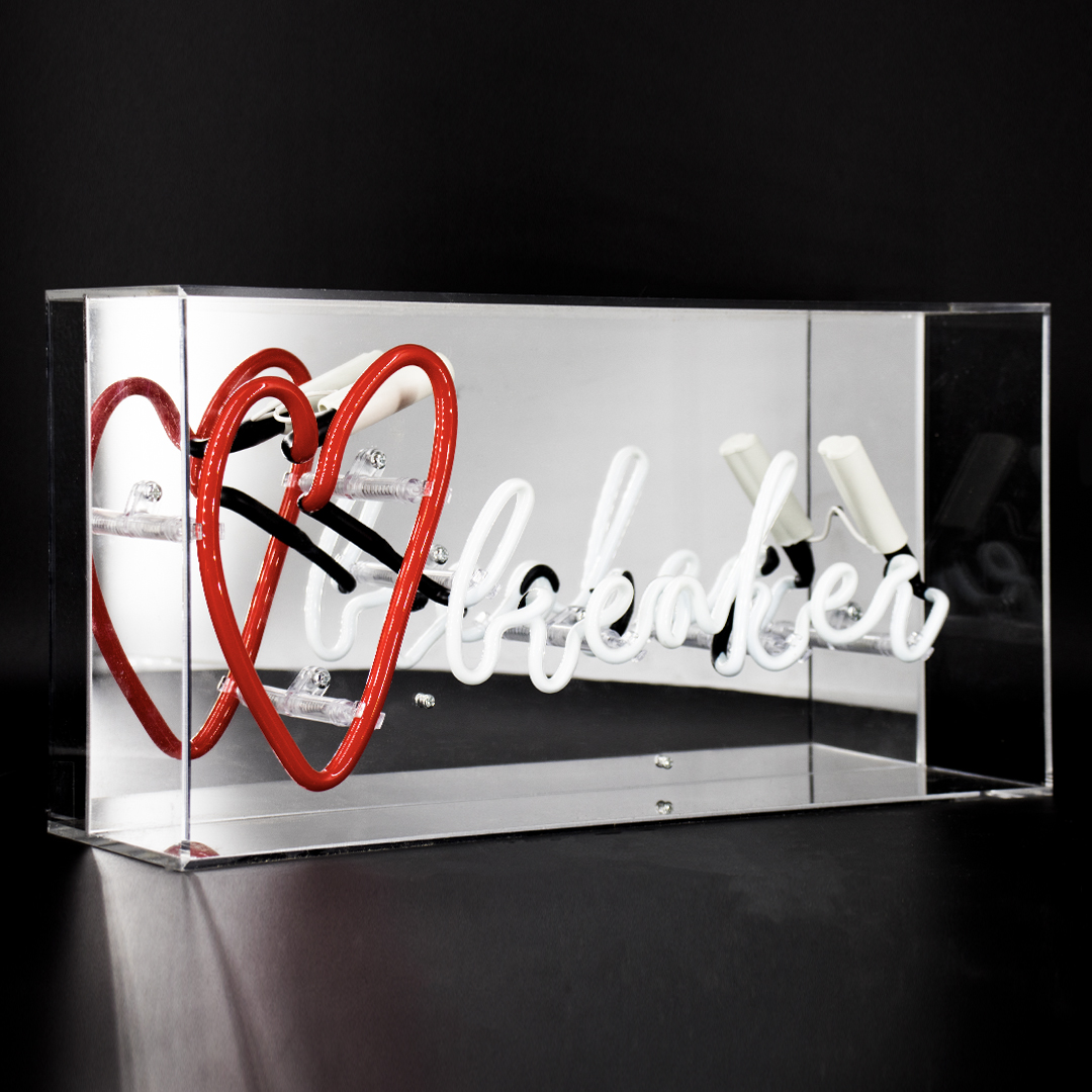 Acrylic Box Neon - Heart Breaker - Side Angle Off - Web