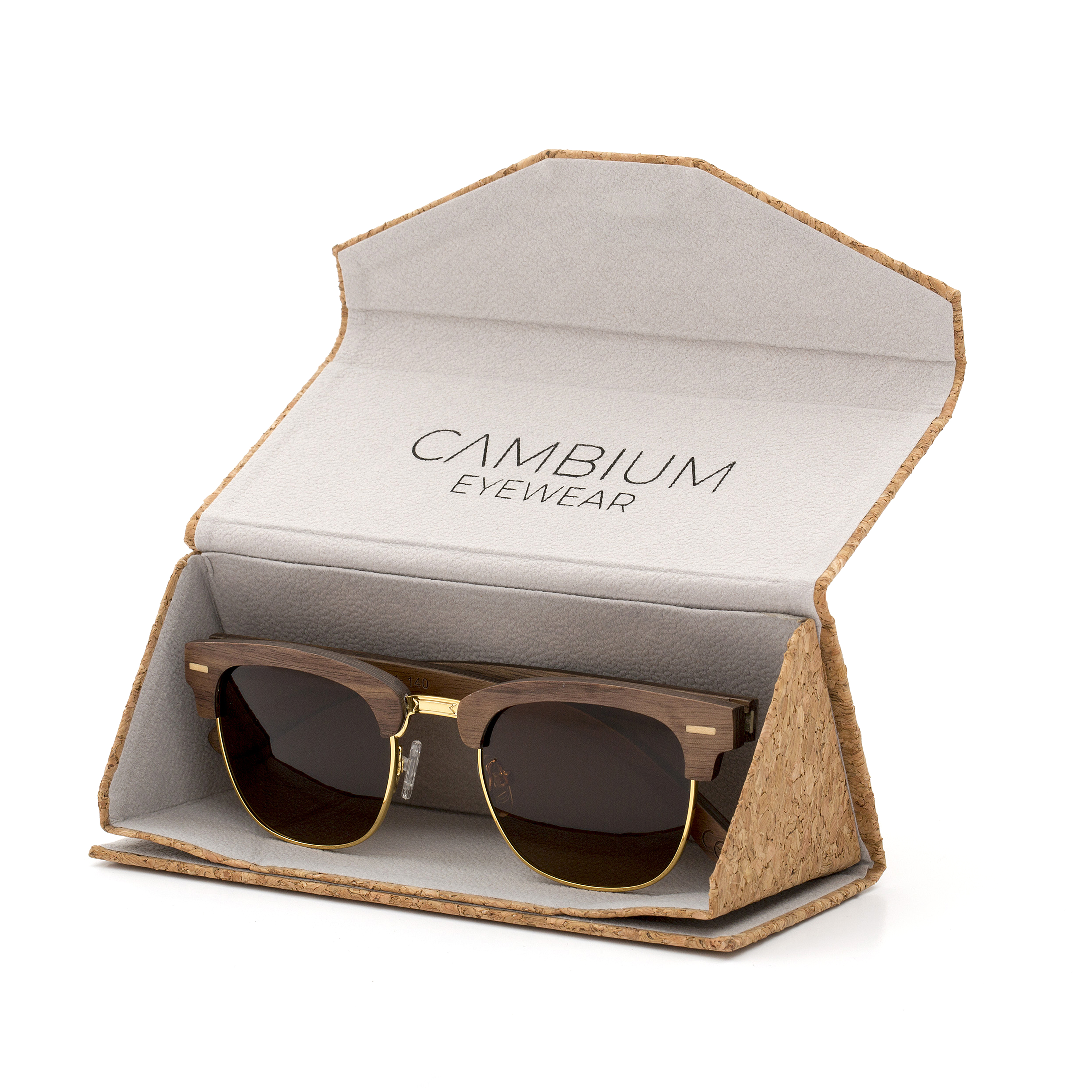 Clubmaster-Walnut-Wood-frame-Sunglasses-with-brown-lens-Cork-Case-shot
