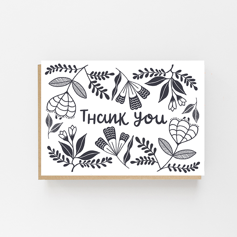 LPC-TY4 Thank You Folk Design Black & White - Card set x 8