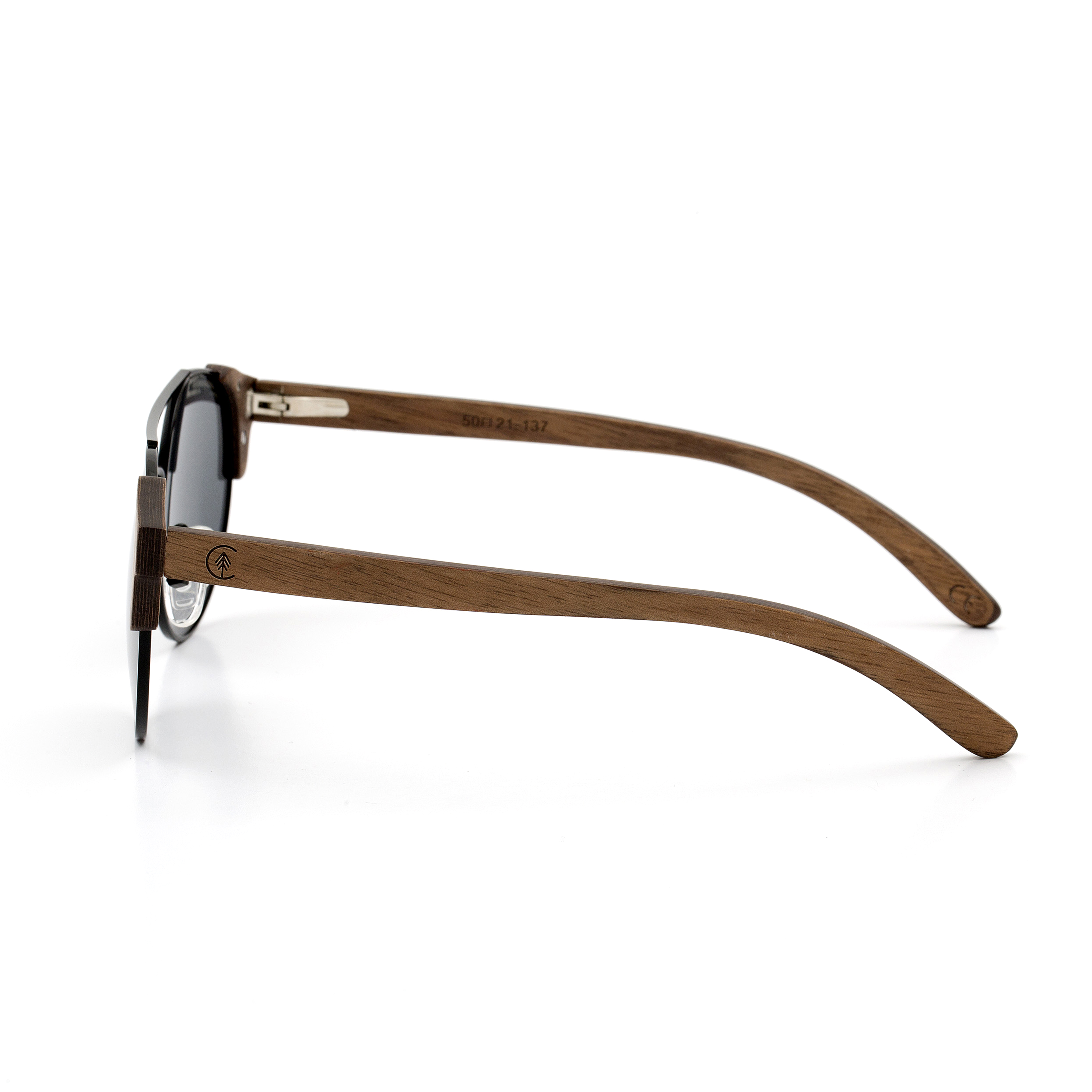 Vintage-Shape-Walnut-Wood-frame-Sunglasses-with-Black-lens-side-shot