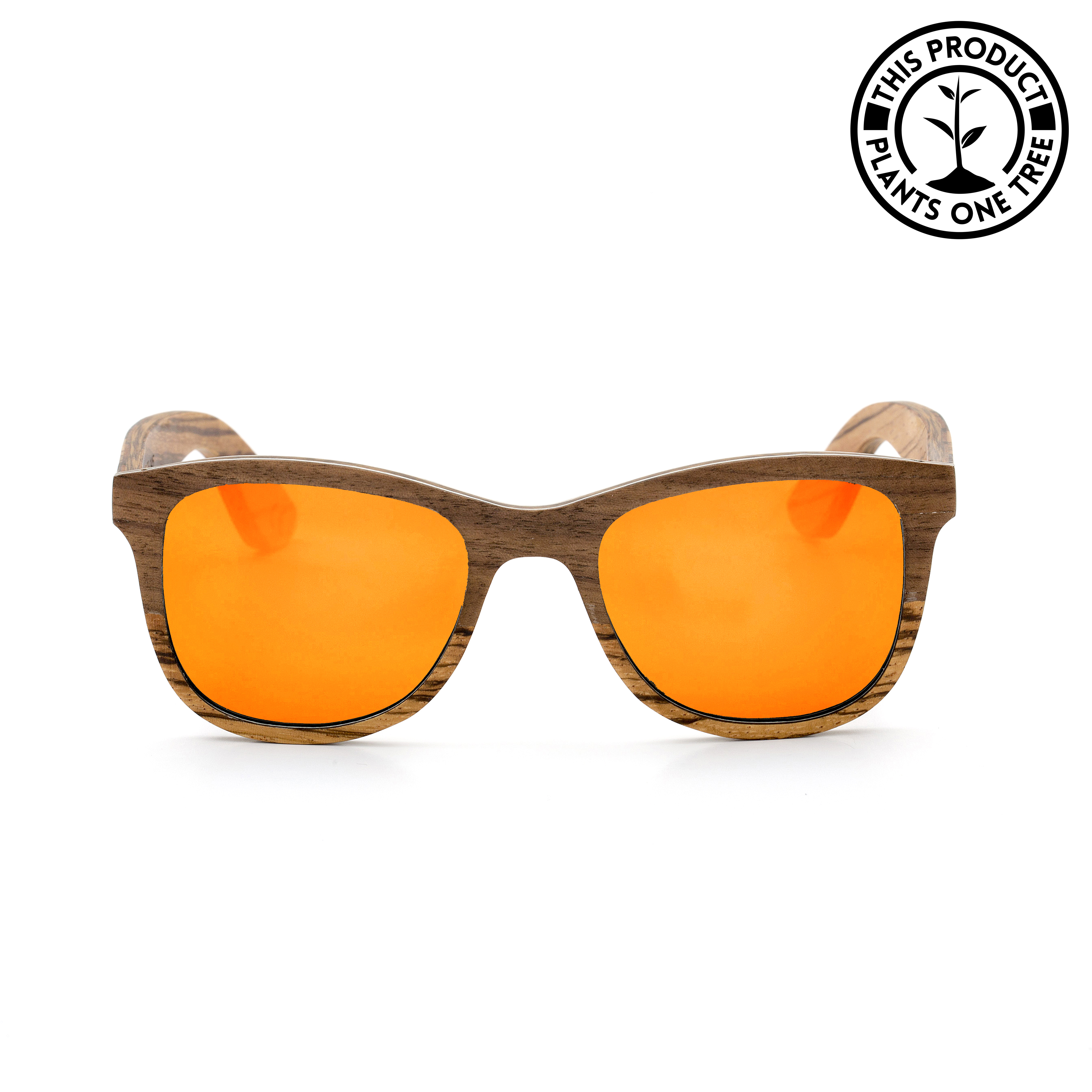 Wayfarer-Walnut-and-Zebrano-Wood-frame-Sunglasses-with-Sunset-Red-lens-front-shot
