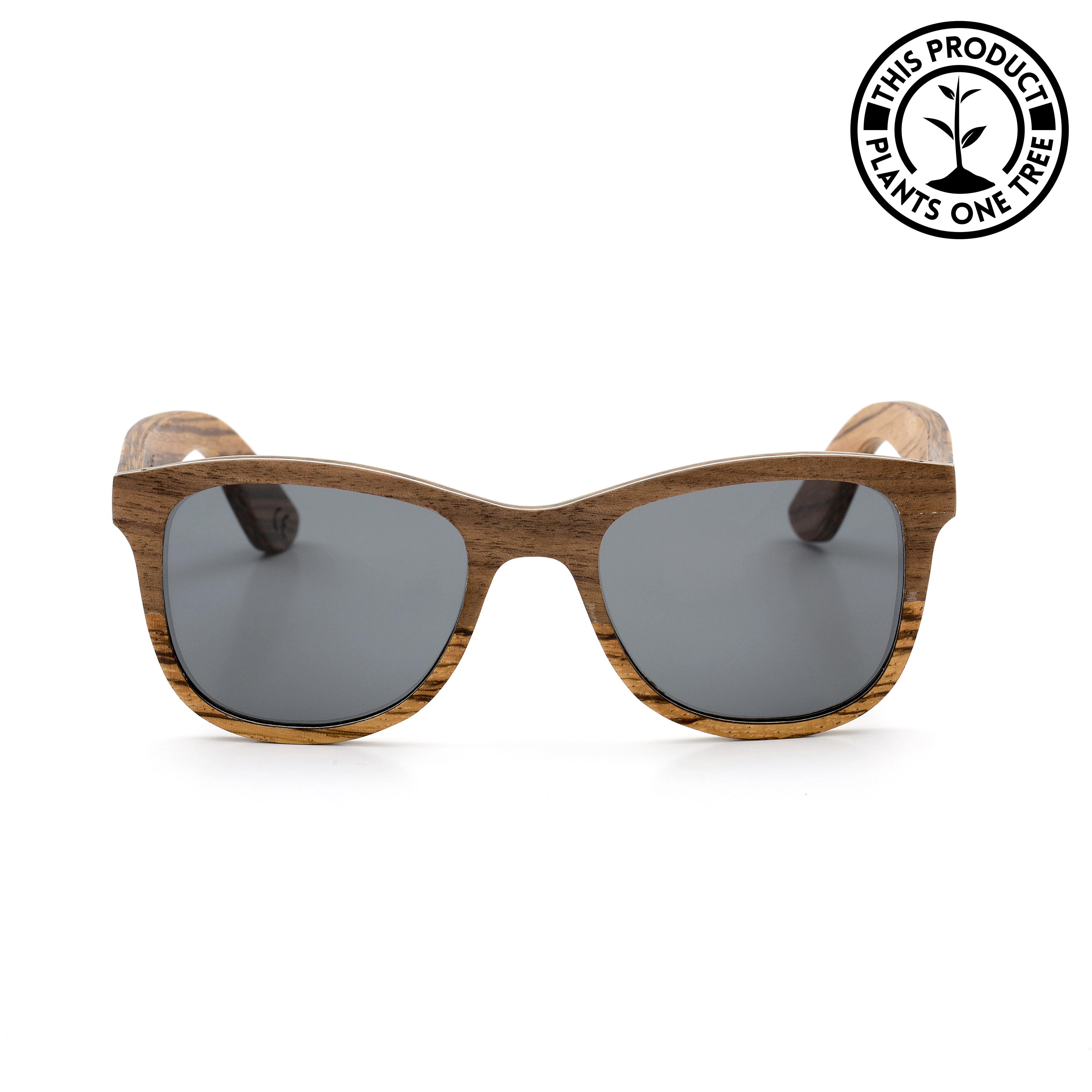 Wayfarer-Walnut-and-Zebrano-Wood-frame-Sunglasses-with-black-lens-front-shot