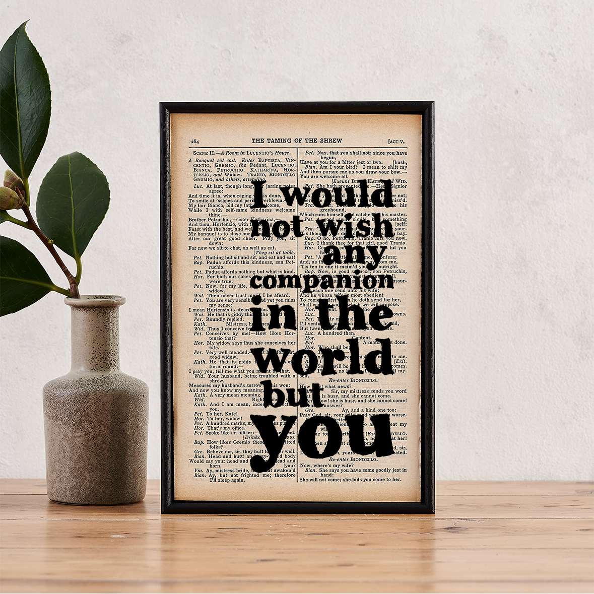 shakespeare-i-would-not-wish-any-companion-in-the-world-but-you-book-page-print Shakespeare 'companion' book page print
