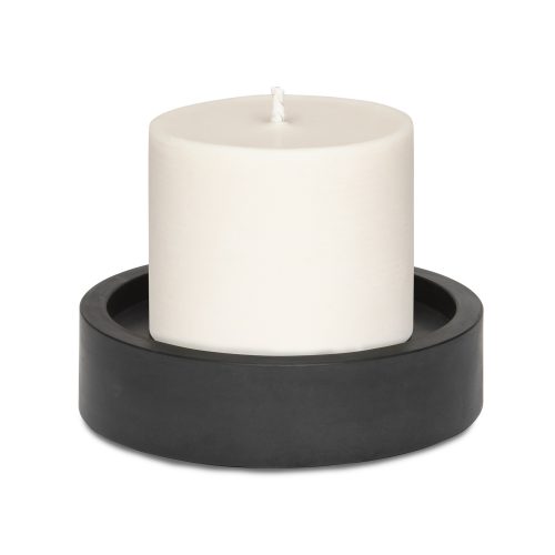 Hand poured black concrete candle plate
