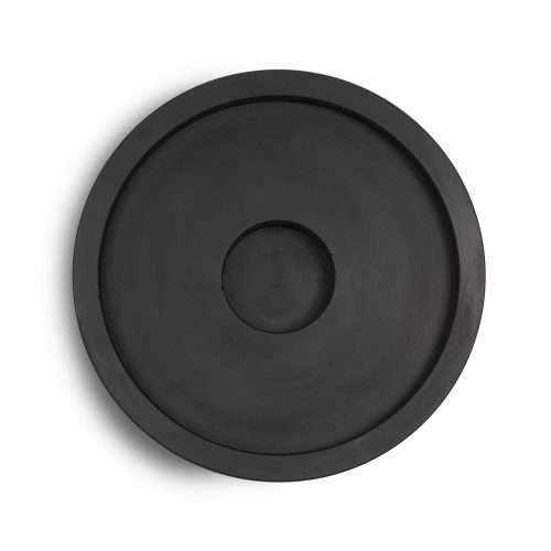 Hand poured black concrete candle plate
