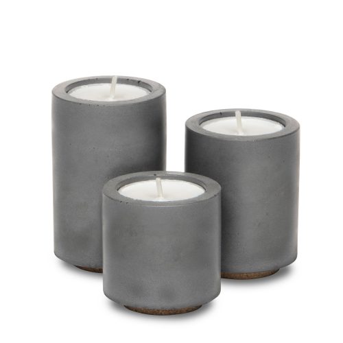 concrete tealight trio