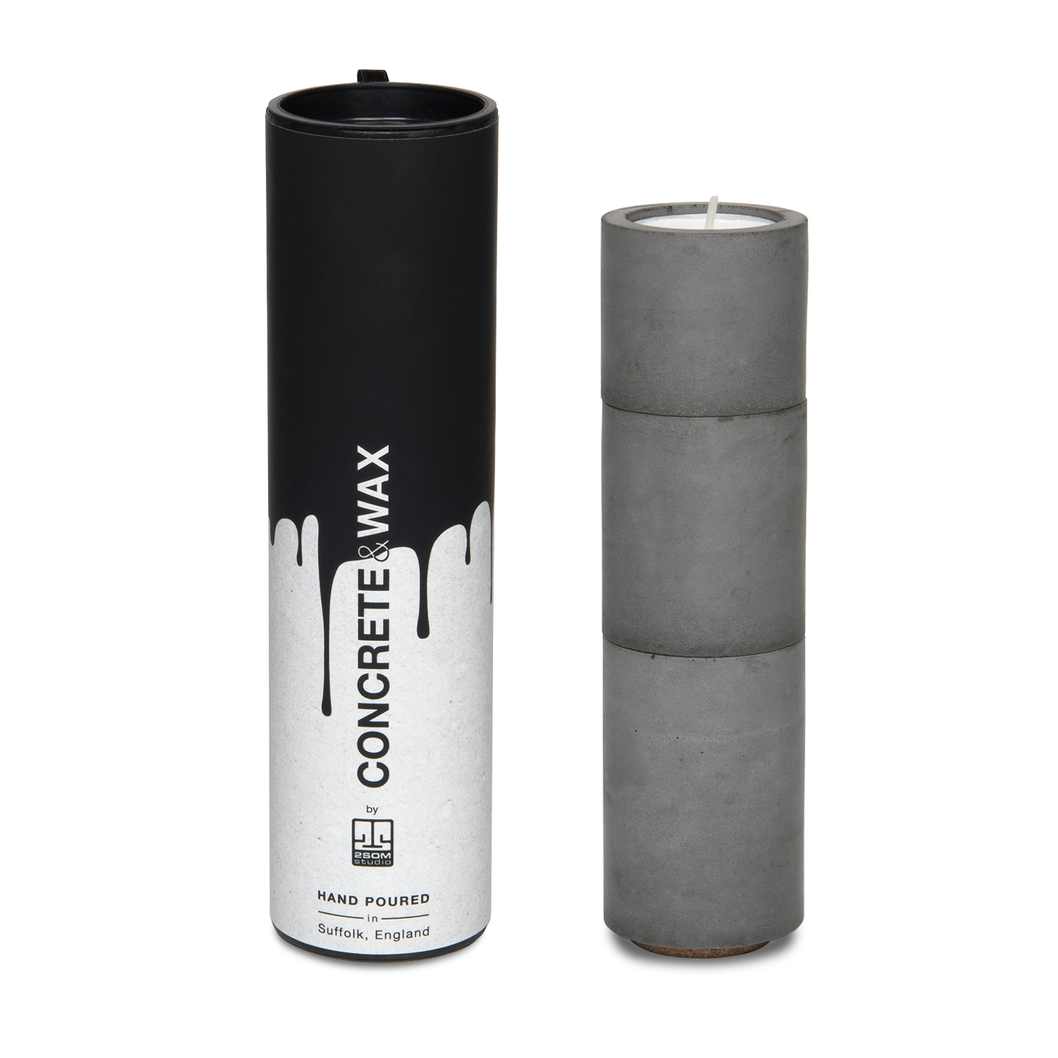 CONCRETE_AND_WAX_GREY_CONCRETE_TEALIGHT-TRIO_CANDLE_HOLDER_STACKED concrete tealight trio