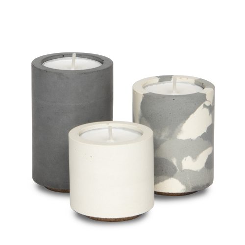 Concrete tealight trio