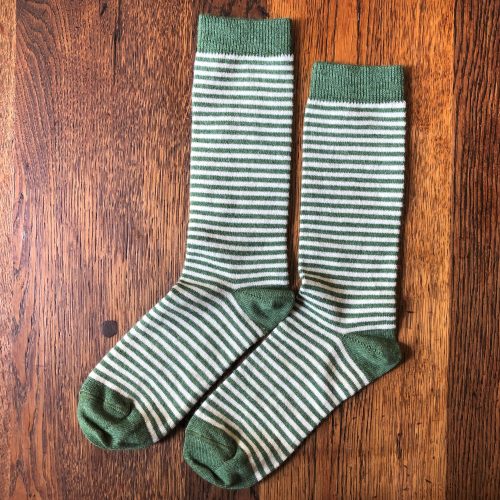 Stripy Green Alpaca Socks