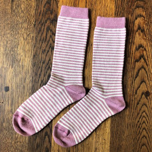Pale Pink Stripy Alpaca Socks