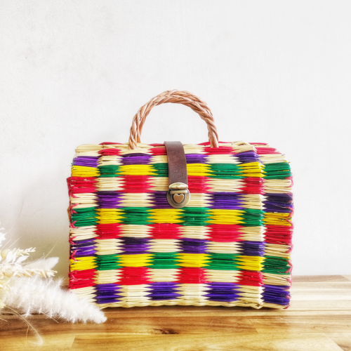 Handmade Rainbow Reed Bag Large