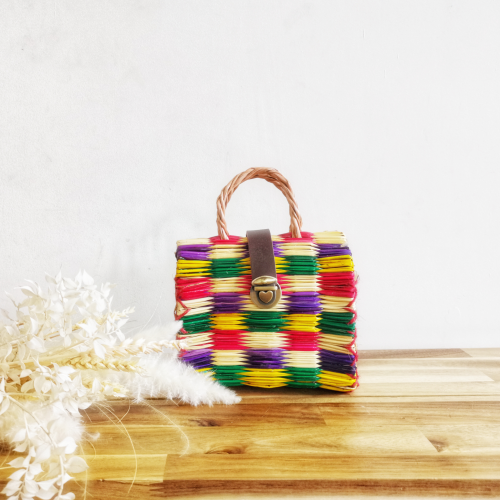 Handmade Rainbow Reed Bag Mini