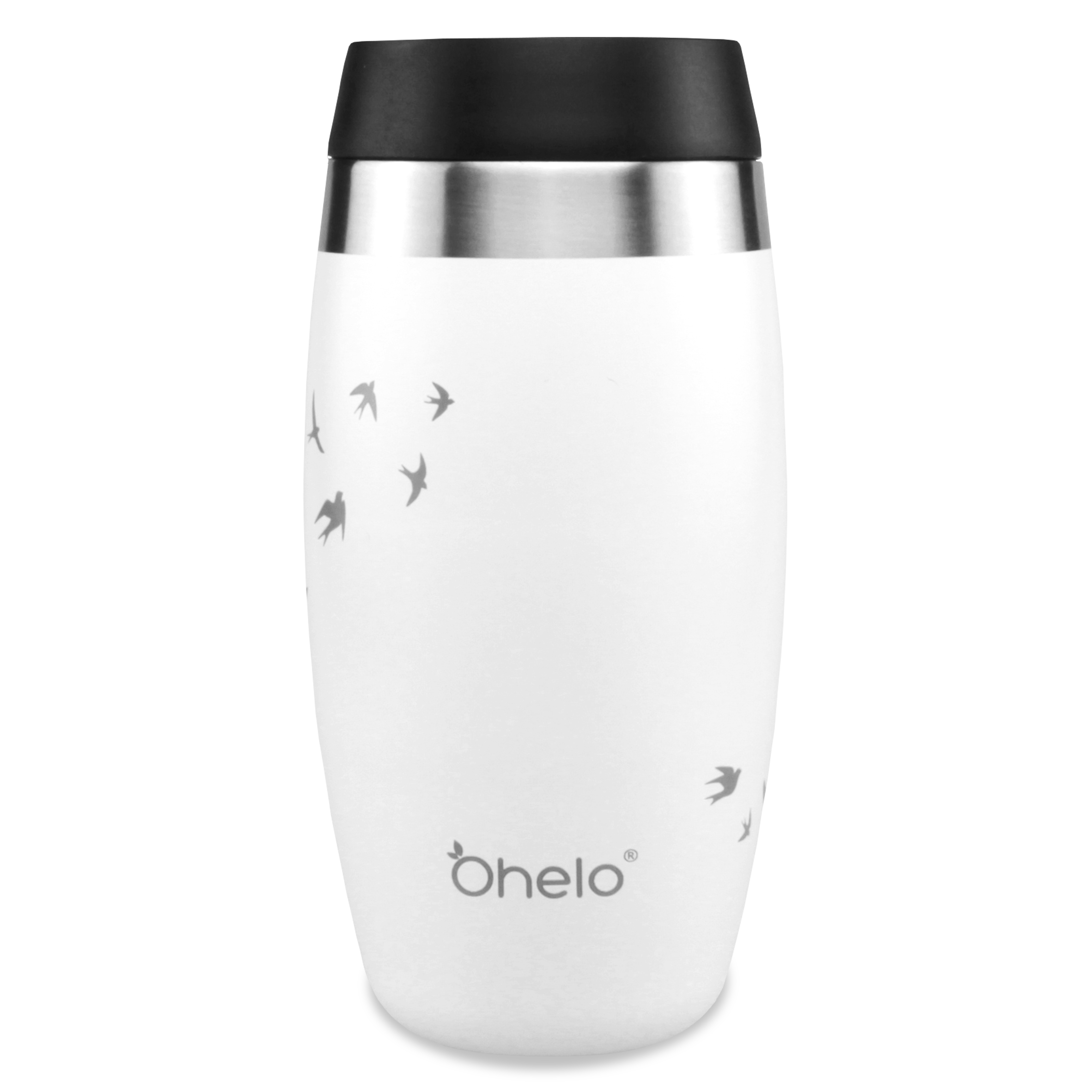 OHELO 400ml leakproof insulated reusable tumbler WHITE SWALLOW front