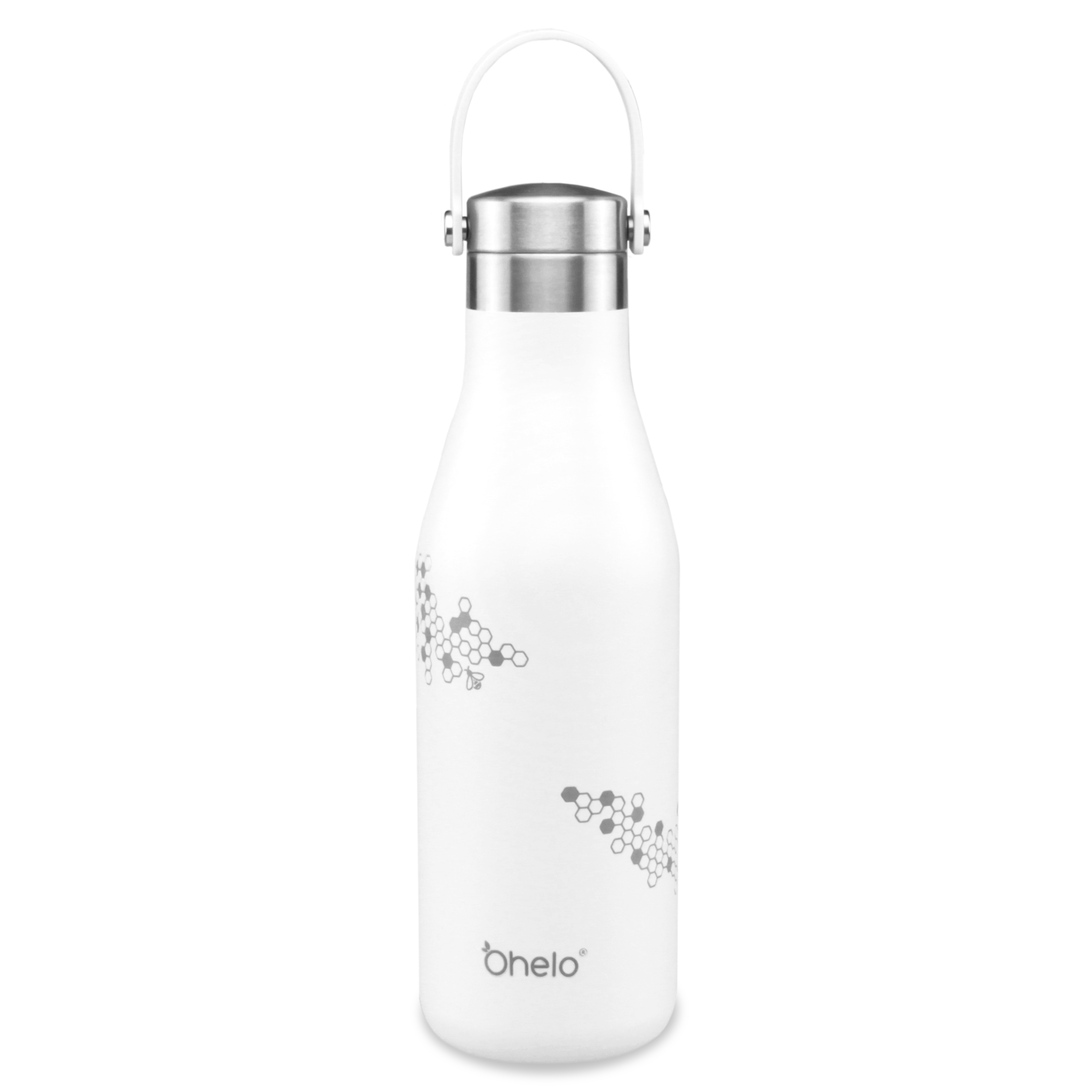 OHELO 500ml insulated reusable bottle WHITE BEE front