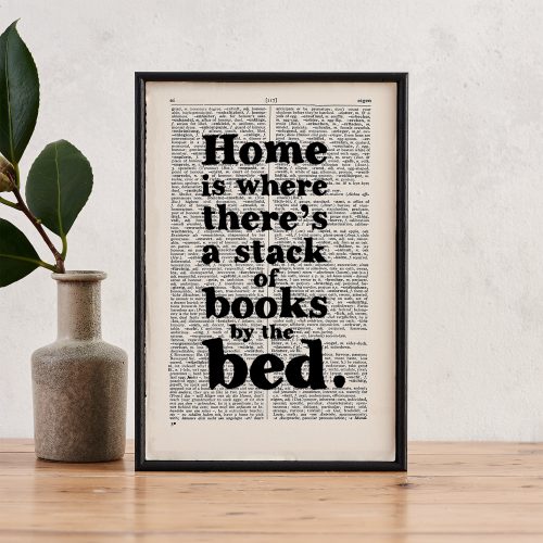 Home is where there's a stack of books framed book page