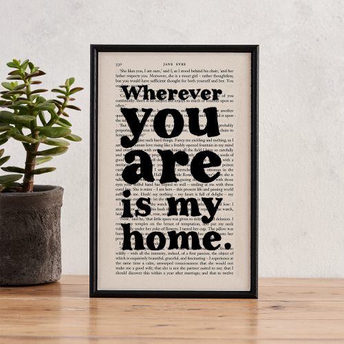 Jane Eyre 'wherever you are is my home' book page print