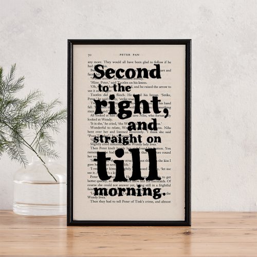 Peter Pan 'Second to the Right' Book Page Art