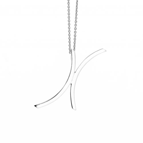 This pendant features two concave pieces of silver next to each other creating this versatile pendant.