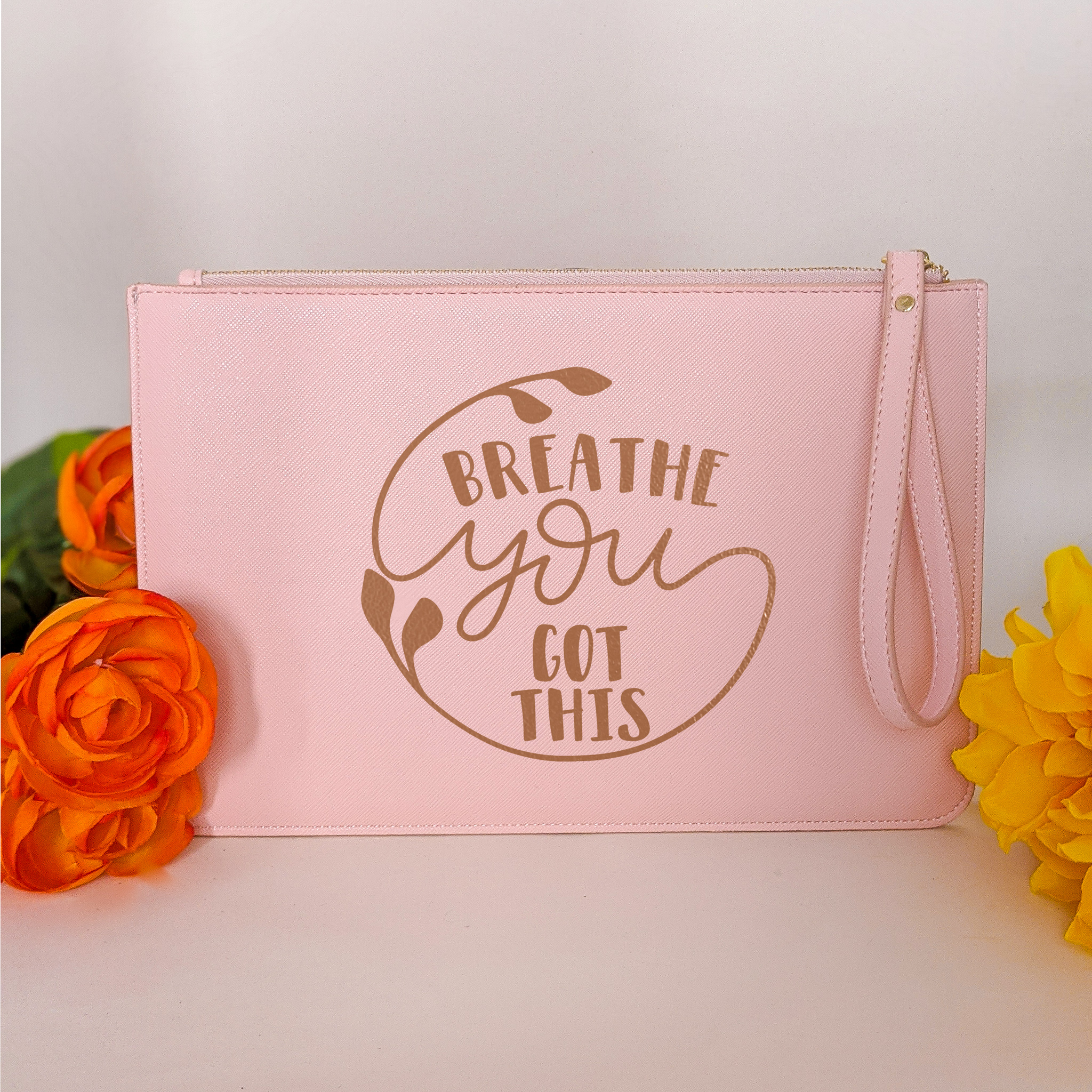 HappyToteQuotes - Breathe You Got This Faux Leather Clutch HappyToteQuotes - Breathe You Got This Faux Leather Clutch