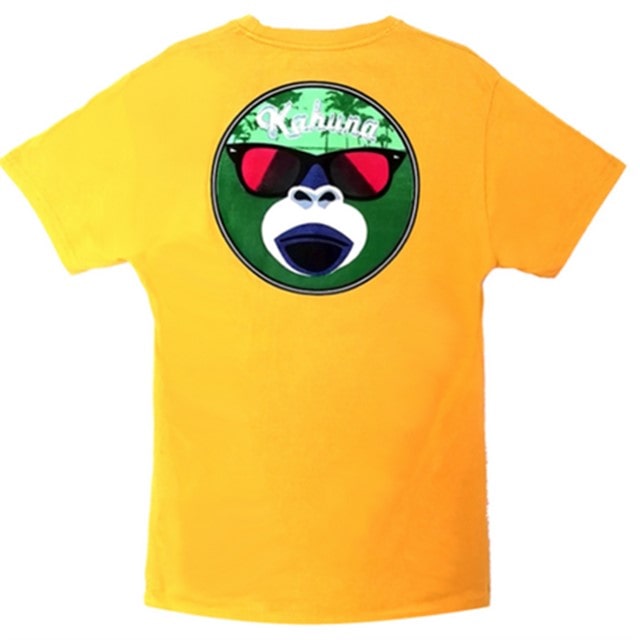 Camiseta-amarilla-kahuna-store-hombre-joven-algodon-mono-gafas-surf-skate-snow-verano