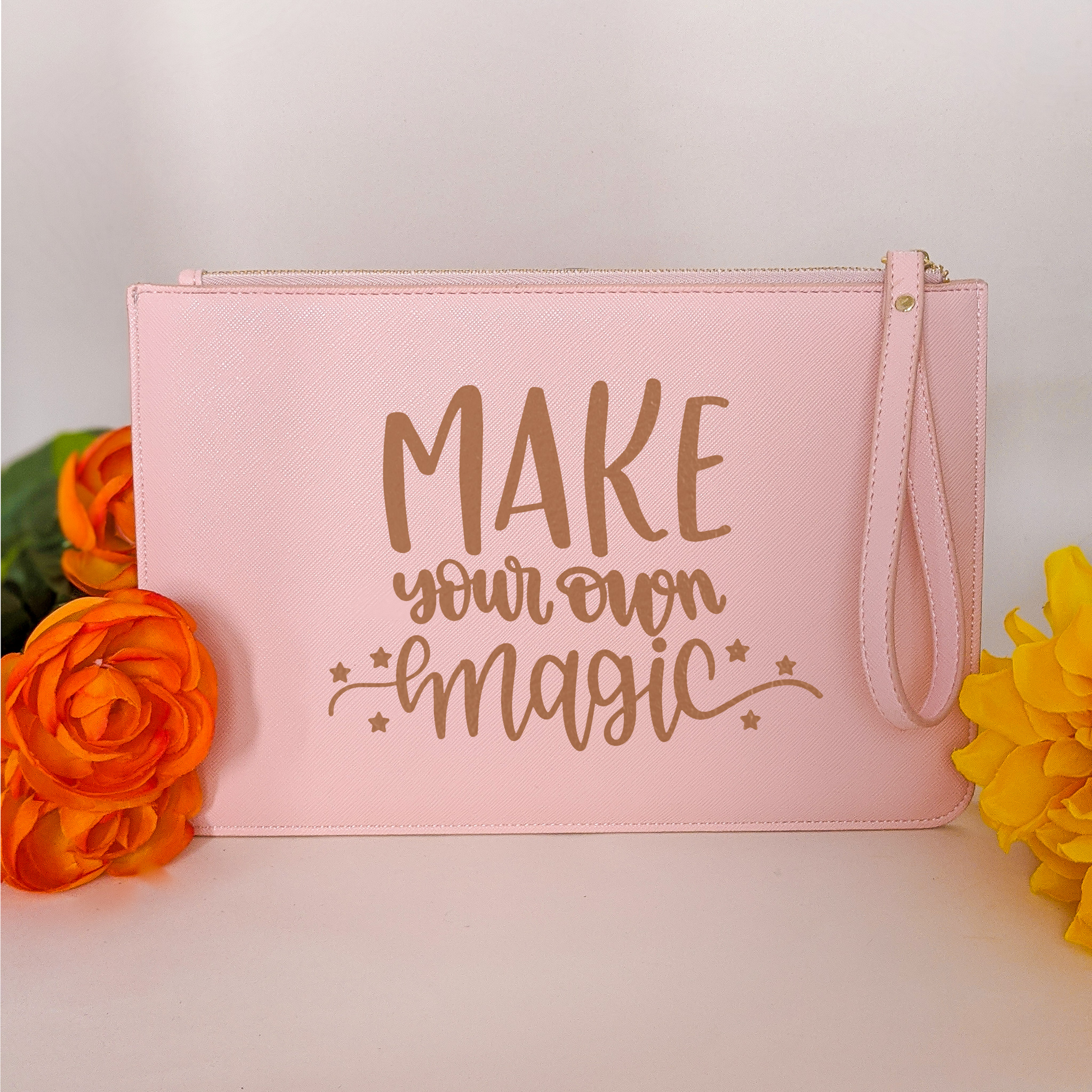 HappyToteQuotes - Make Your Own Magic Faux Leather Clutch Bag HappyToteQuotes - Make Your Own Magic Faux Leather Clutch Bag