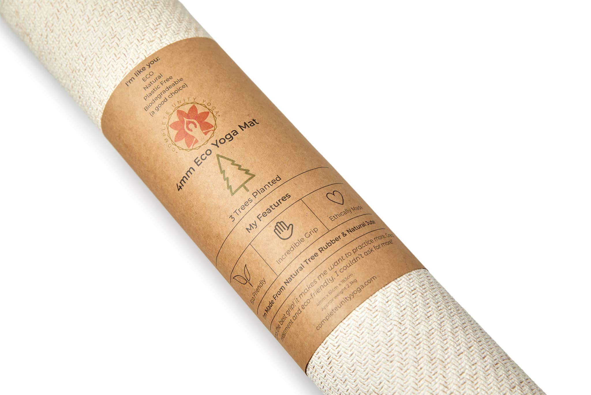 CompleteGrip™ Eco Yoga Mat - Complete Unity Yoga - Eco Natural 4mm close up