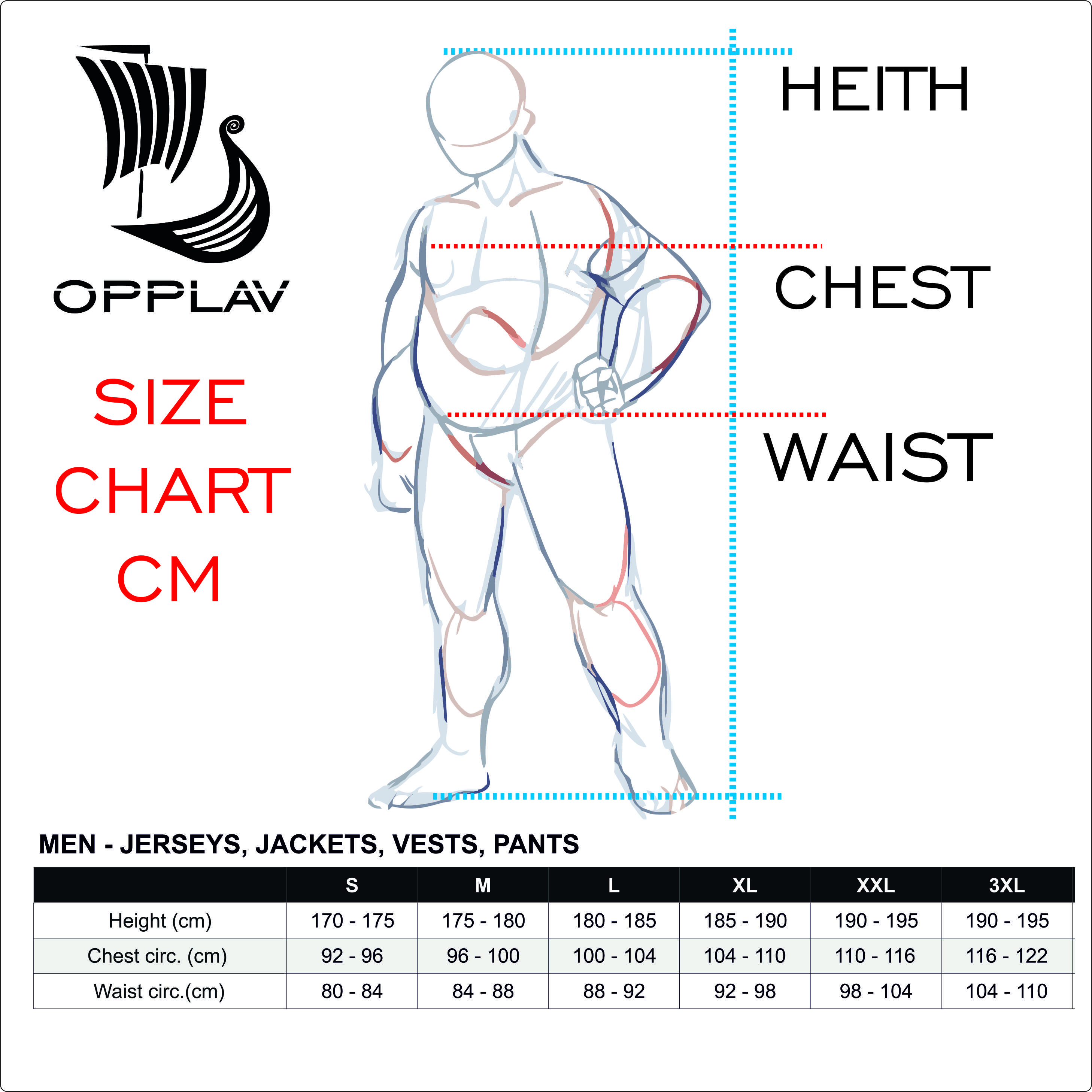 cuadro tallas HOMBRE OPPLAV