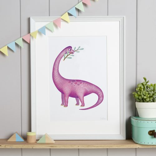 Purple Brachiosaurus kids art print