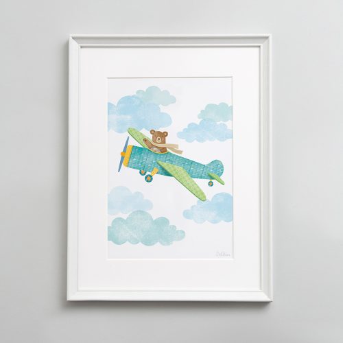 Illustrated bear nursery wall art