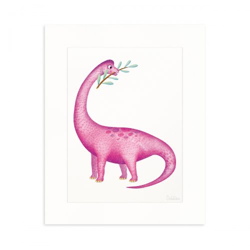 Lifestyle image of a framed dinosaur nursery print