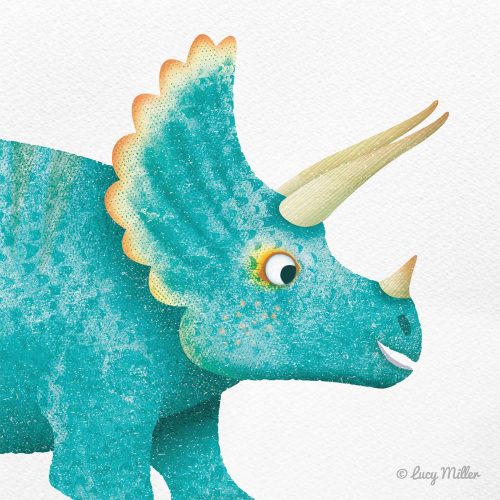 Close-up showing layers of detail in this Triceratops illustration