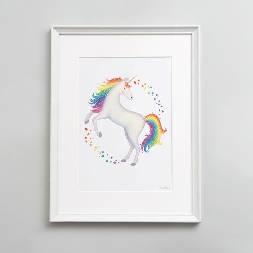 Rainbow unicorn nursery and kids wall art