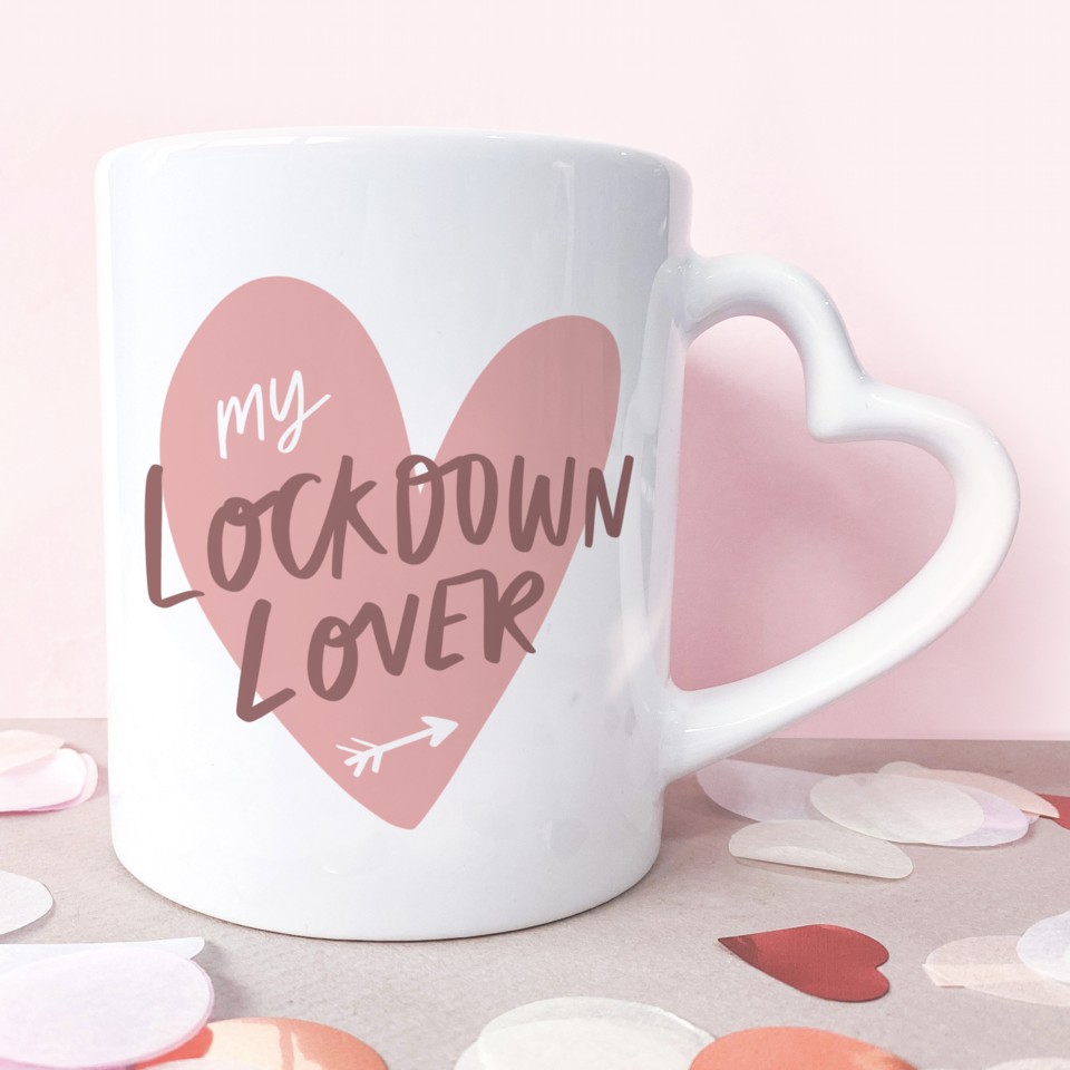 Lockdown Lover 11oz Ceramic Mug with Heart Shaped Handle Lockdown Lover 11oz Ceramic Mug with Heart Shaped Handle