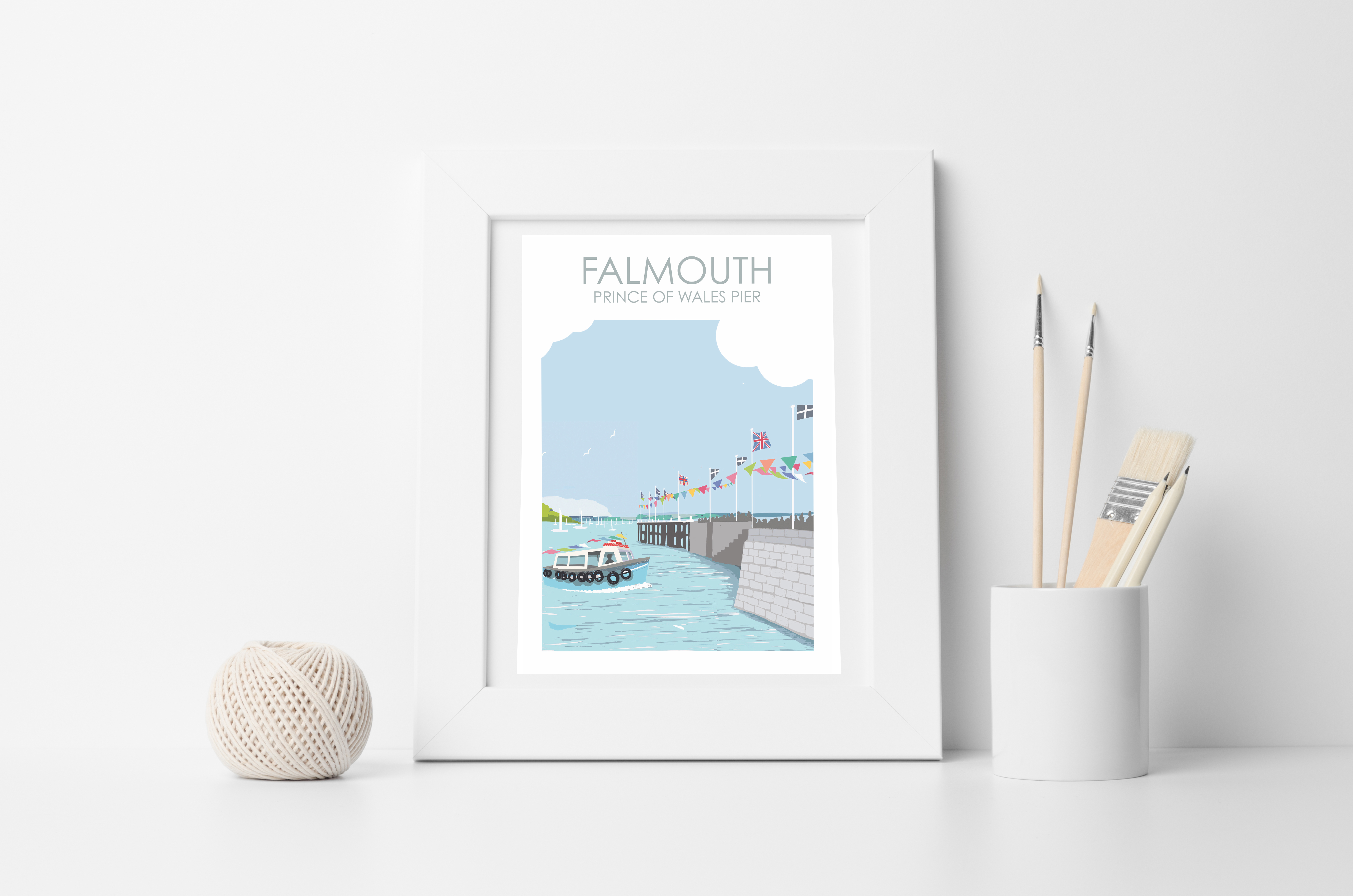 Falmouth pier white framed copy