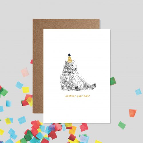 Funny Bear Happy Birthday Card - Another Year Older - Bamber Prints