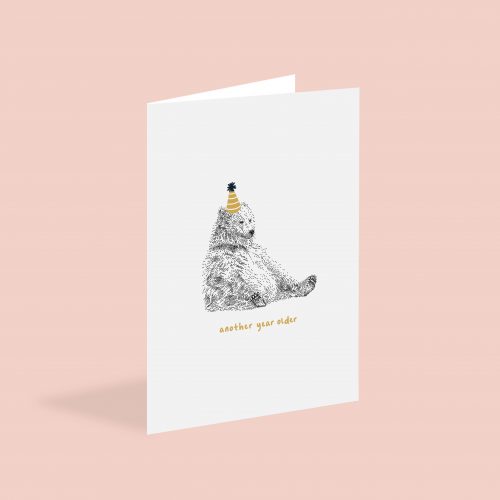 Funny Bear Happy Birthday Card - Another Year Older - Bamber Prints