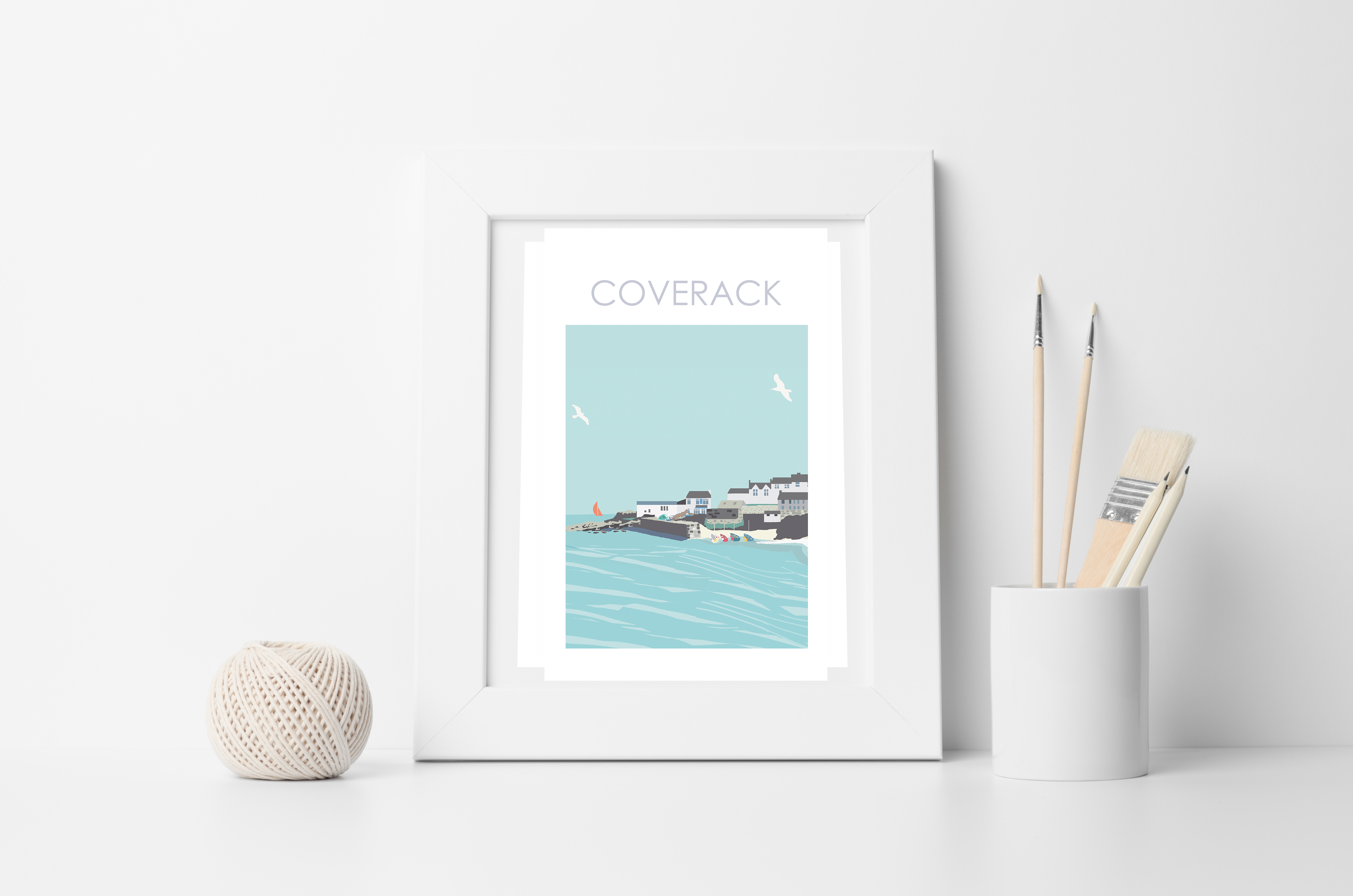 coverack white framed