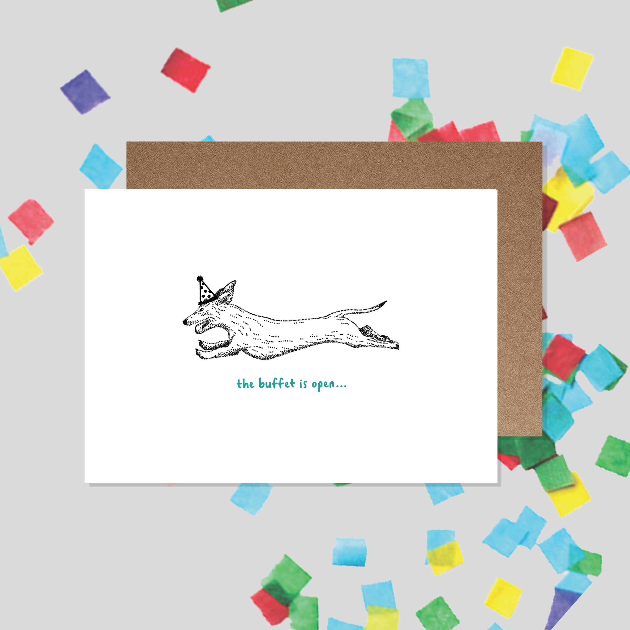 Funny Dog Happy Birthday Card - The Buffet is Open - Bamber Prints