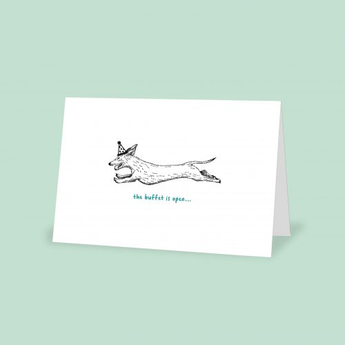 Funny Dog Happy Birthday Card - The Buffet is Open - Bamber Prints