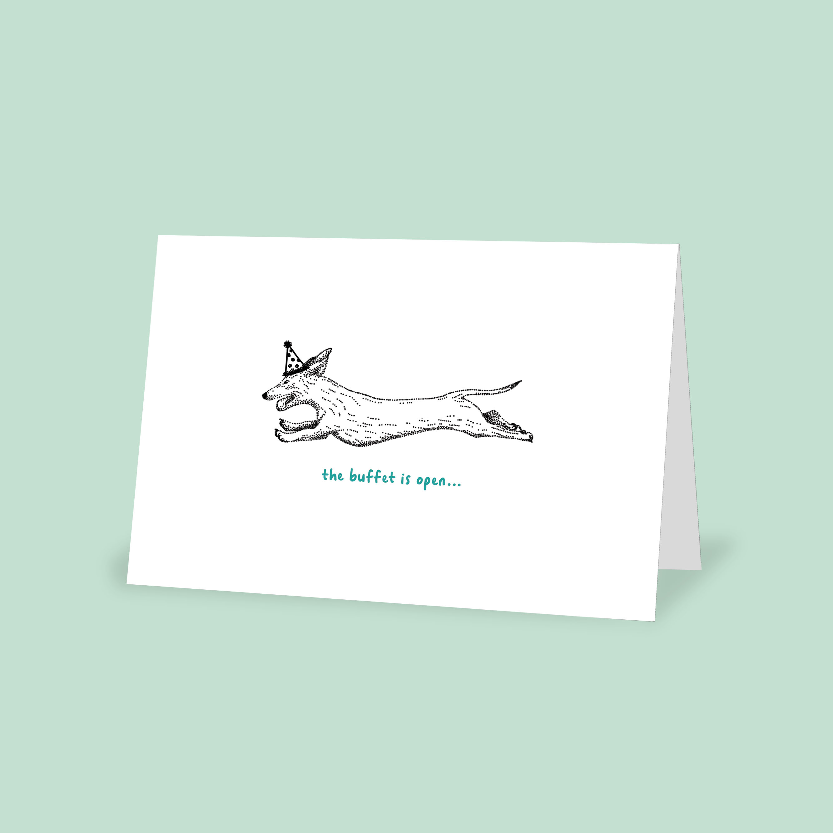 Funny Dog Happy Birthday Card - The Buffet is Open - Bamber Prints